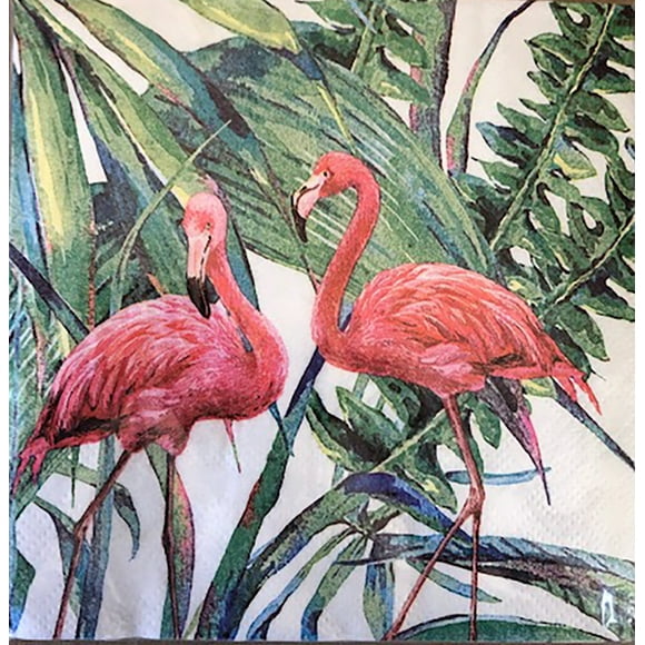 Paperproducts Design PPD 1252707 Tropical Flamingo Beverage/Cocktail Paper Napkins,5x5 Multicolor 